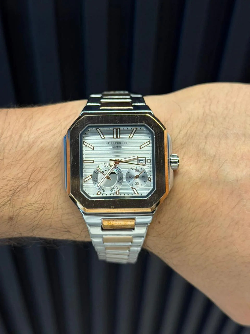 Reloj Ptk Semi Automático Bicolor Dorado con Tablero Plateado | Luxury Premium Executive