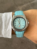 Reloj Ptk 2026 Goma Azul Cielo con Tablero Azul Cielo Plateado | Luxury Sky Blue Edition