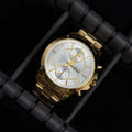 Reloj Cronógrafo Dorado con Esfera Plateada QYQ | Sport Luxury con Pulso en Silicona
