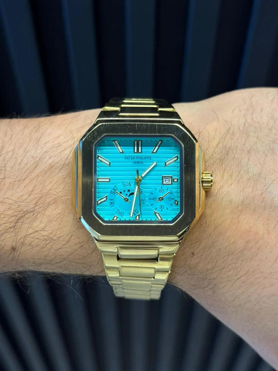Reloj Ptk Semi Automático Dorado con Tablero Azul | Luxury Premium Executive
