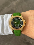 Reloj Ptk 2026 Goma Verde con Tablero Verde Dorado | Luxury Green Gold Edition
