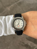 Reloj Ptk Circones Goma Negra con Tablero Blanco Plateado | Luxury Diamond Silver Edition