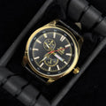Reloj Cronógrafo Negro Dorado con Cuero Negro | Estilo Luxury Deportivo Premium