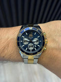 Reloj Cronógrafo Bicolor Dorado con Esfera Azul | Estilo Luxury Deportivo