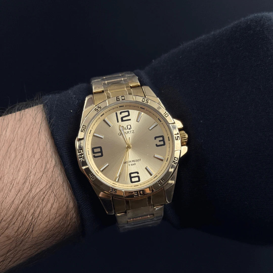 Reloj Dorado Full Gold QYQ Hombre | Luxury Ejecutivo con Acero Inoxidable