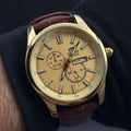 Reloj Cronógrafo Dorado con Cuero Café | Estilo Luxury Clásico Premium