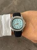 Reloj Ptk Circones Goma Negra con Tablero Azul Cielo Plateado | Luxury Sky Silver Edition