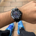 Reloj Tchmrn Metal Negro con Esfera Azul | Luxury Deportivo en Acero con Calendario