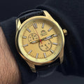 Reloj Cronógrafo Negro Dorado con Esfera Dorada | Estilo Luxury Premium Impacto