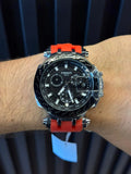 Reloj Deportivo Goma Roja con Esfera Negra y Plateado | Estilo Moderno Premium