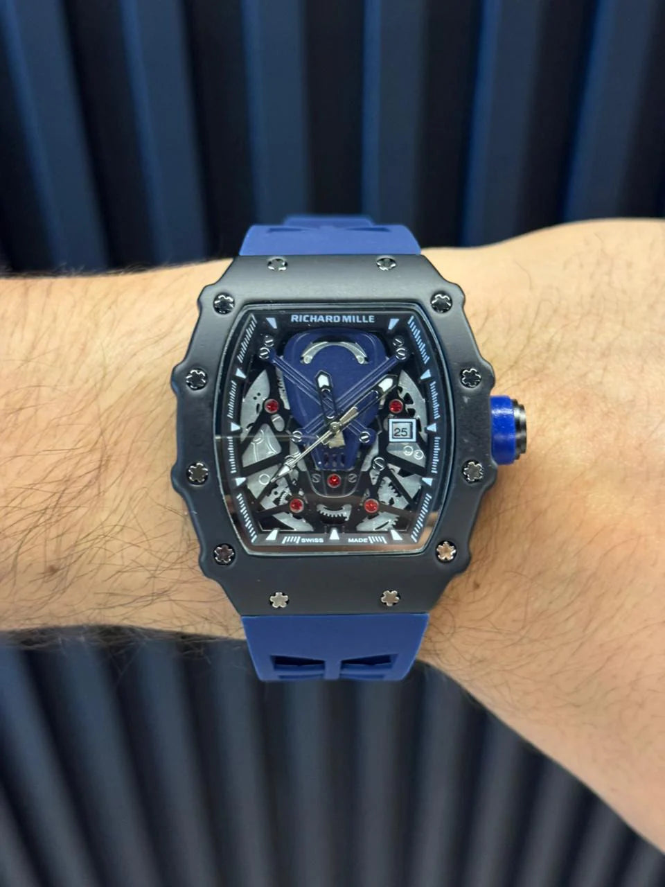 Reloj Rchrd Mll New 2026 Goma Azul con Tablero Negro | Luxury Deportivo Premium