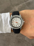 Reloj Ptk Circones Goma Negra con Tablero Blanco Plateado | Luxury White Silver Edition