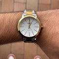 Reloj Bicolor Dorado/Plateado con Esfera Blanca QYQ New Hombre | Luxury Elegante y Versátil