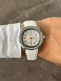 Reloj Ptk Circones Goma Blanca con Tablero Blanco Plateado | Luxury White Silver Edition