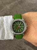 Reloj Ptk Circones Goma Verde con Tablero Verde Plateado | Luxury Green Silver Edition