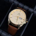 Reloj Cuero Café con Esfera Dorada | Estilo Luxury Clásico Premium