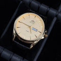 Reloj Cuero Negro con Esfera Dorada | Estilo Luxury Elegante Premium