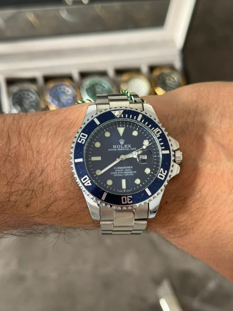 Reloj Plateado con Esfera Azul y Bisel Azul | Estilo Submariner Deportivo Premium