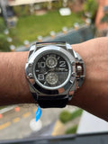 Reloj Cronógrafo Negro/Blanco Plateado Tchmrn | Sport Luxury con Goma Negra Premium