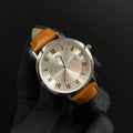 Reloj Cuero Café con Esfera Plateada | Estilo Luxury Clásico Elegante