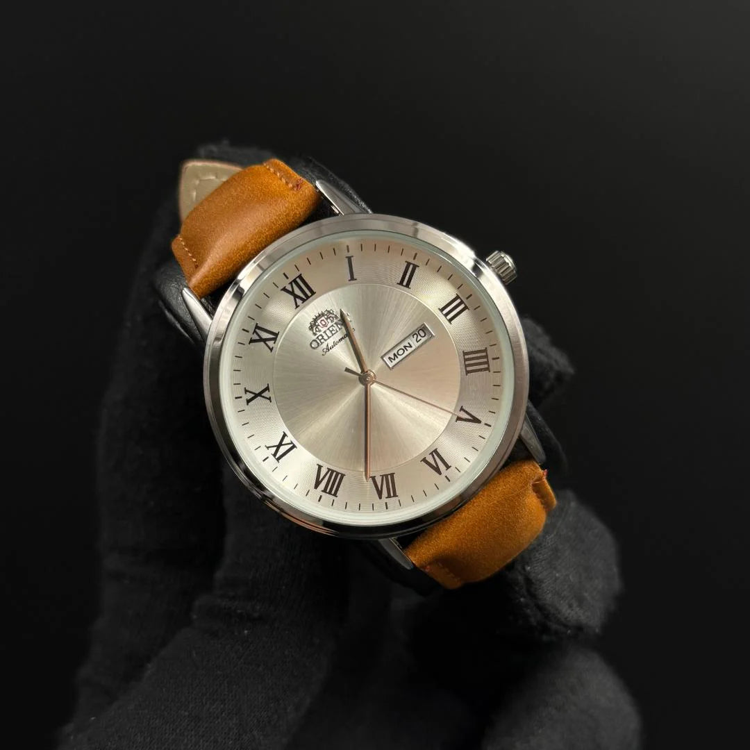 Reloj Cuero Café con Esfera Plateada | Estilo Luxury Clásico Elegante