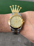 Reloj Bicolor Dorado Texturizado con Esfera Dorada | Lujo Total Premium