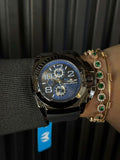 Reloj Cronógrafo Negro QYQ Tchmrn | Sport Luxury con Pulso en Goma y Esfera Azul