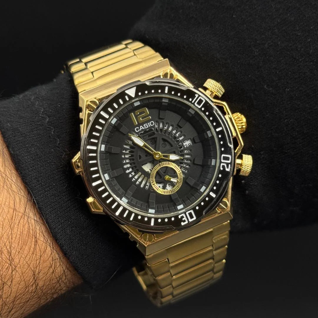 Reloj Cso Edifice 2025 Dorado con Tablero Negro | Luxury Elegante Gold Black Premium