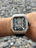 Reloj Rchrd Mll C7 Goma Negra con Tablero Plateado | Luxury Deportivo Premium