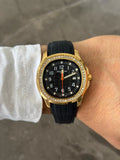 Reloj Ptk Circones Goma Negra con Tablero Negro Dorado | Luxury Black Gold Premium