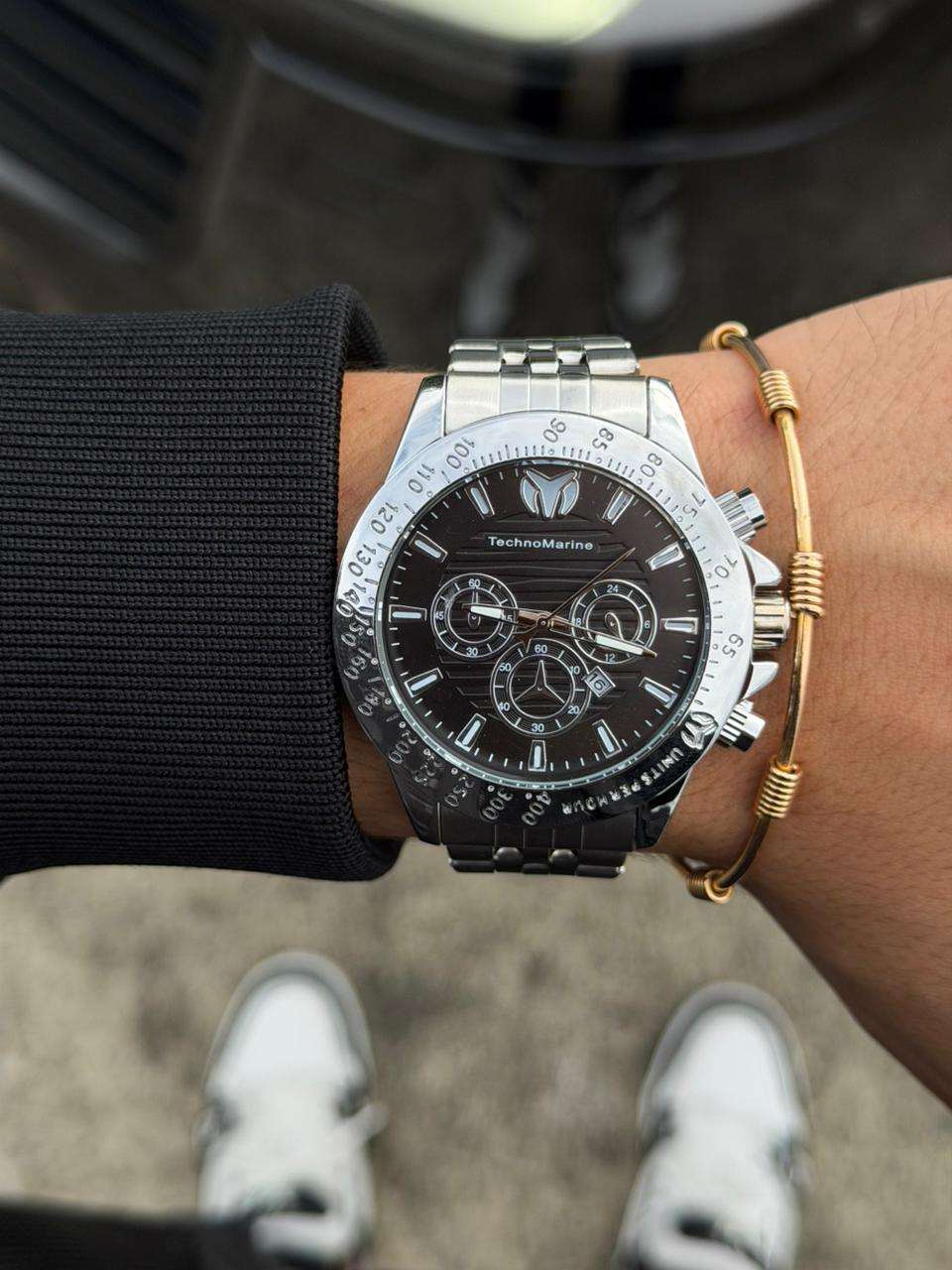 Reloj Metálico Plateado Tchmrn | Luxury Elegante con Esfera Negra y Acabado Premium