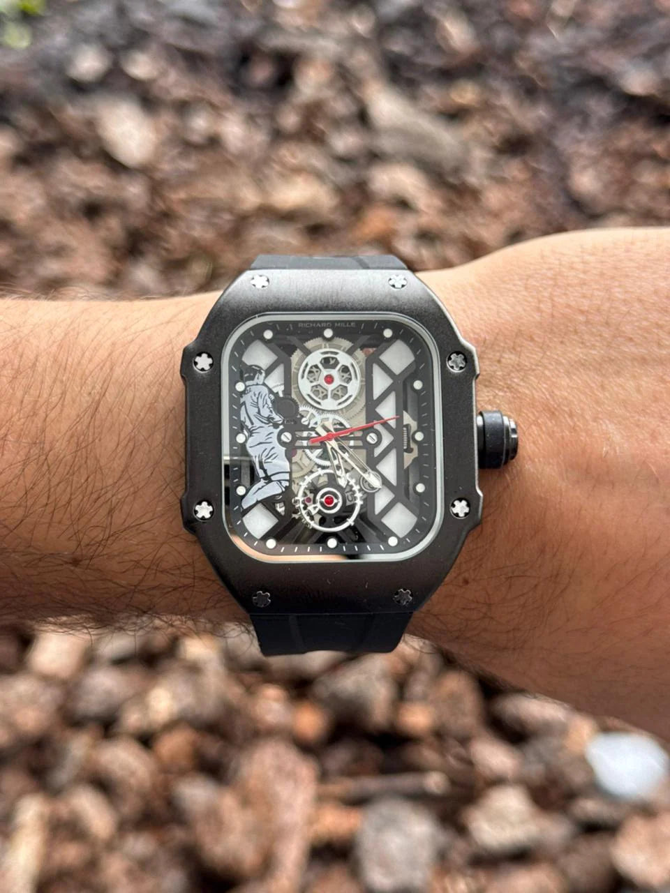 Reloj Rchrd Mll C7 Goma Negra con Tablero Negro | Luxury Deportivo Full Black Premium