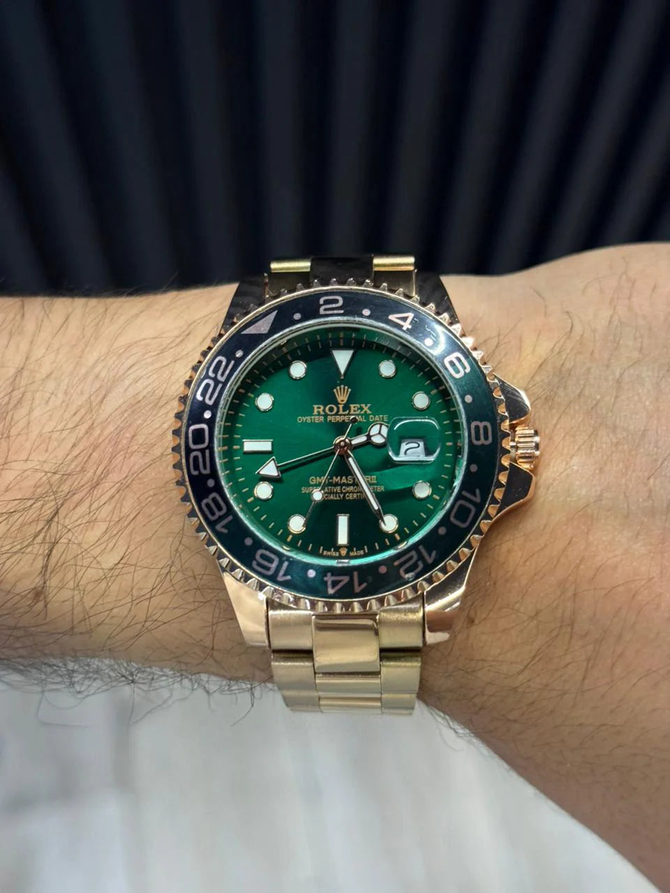 Reloj GMT Oro Rosa con Esfera Verde y Bisel Verde | Lujo Premium Exclusivo