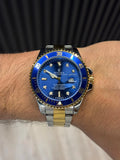 Reloj Submariner Bicolor Dorado con Esfera Azul | Lujo Elegante Premium