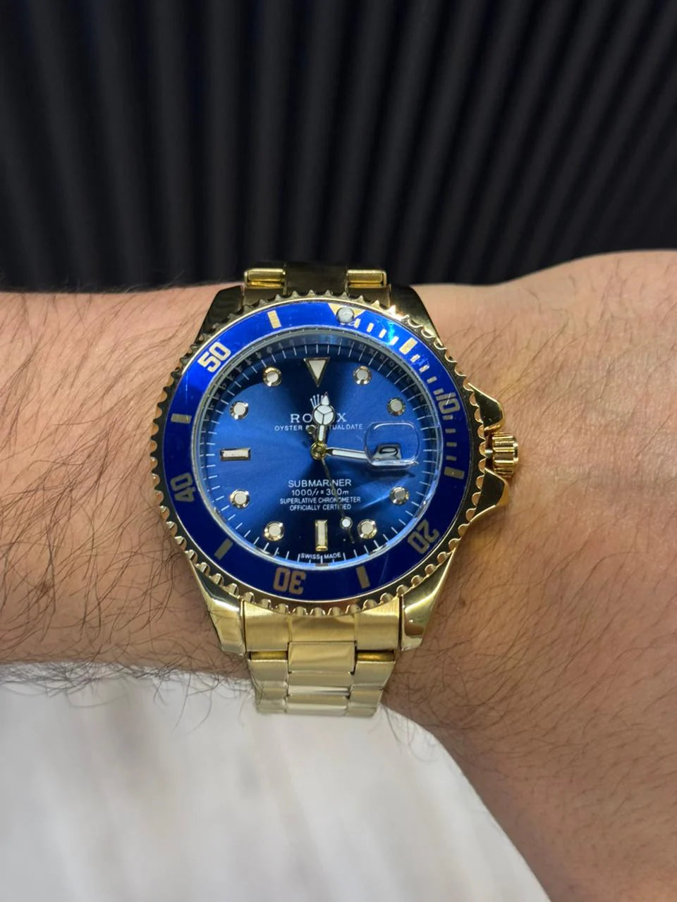 Reloj Submariner Dorado con Esfera Azul | Lujo Elegante Premium
