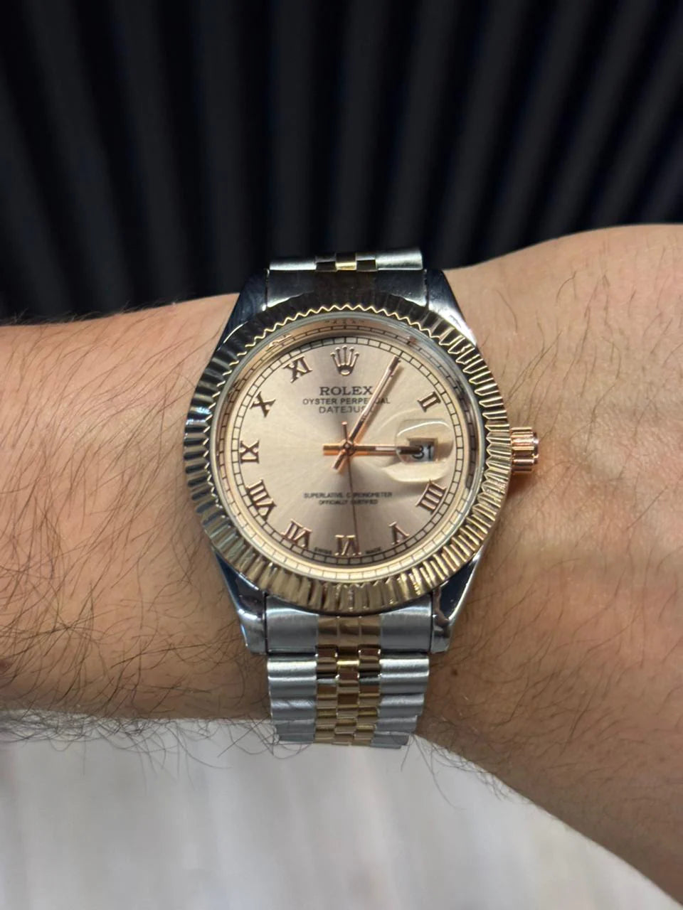Reloj President Bicolor Oro Rosa con Esfera Oro Rosa y Números Romanos | Lujo Exclusivo